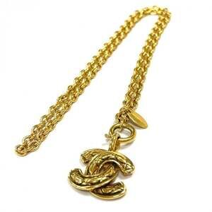 CHANEL Authentic Vintage Gold Logo Necklace